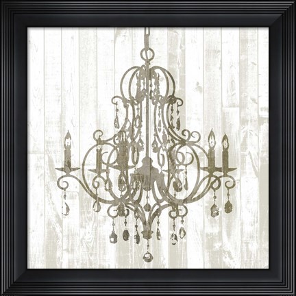 Framed Shiplap Chandelier II Print