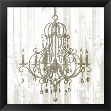 Framed Shiplap Chandelier II Print