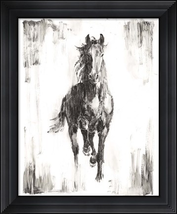 Framed Rustic Black Stallion I Print