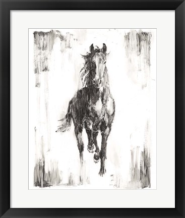 Framed Rustic Black Stallion I Print