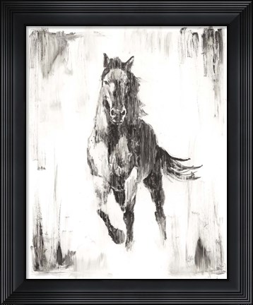 Framed Rustic Black Stallion II Print