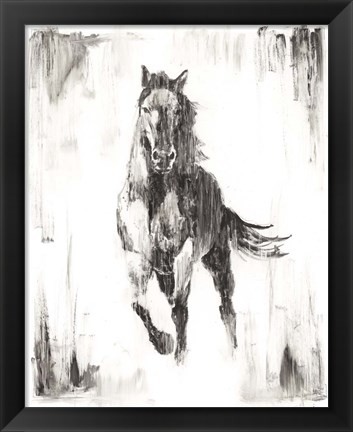 Framed Rustic Black Stallion II Print