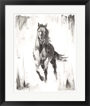 Framed Rustic Black Stallion II Print