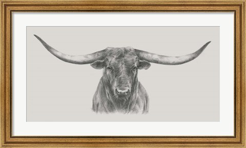 Framed Longhorn Bull Print