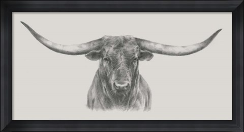 Framed Longhorn Bull Print
