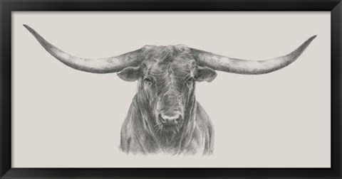 Framed Longhorn Bull Print