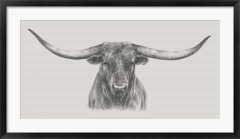 Framed Longhorn Bull Print