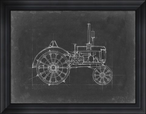 Framed Tractor Blueprint II Print