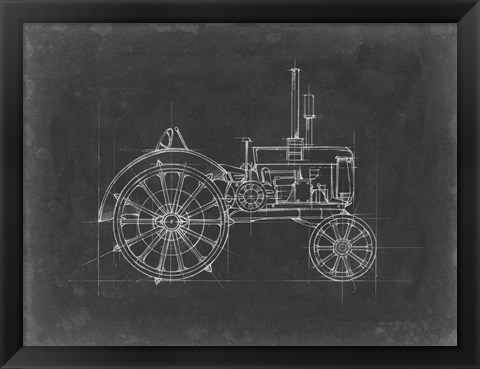 Framed Tractor Blueprint II Print