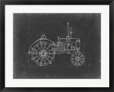 Framed Tractor Blueprint II Print