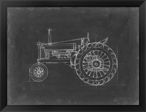 Framed Tractor Blueprint IV Print