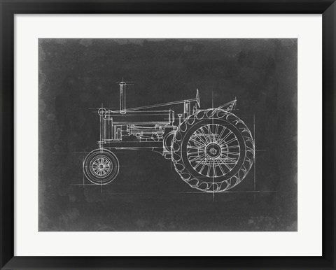 Framed Tractor Blueprint IV Print