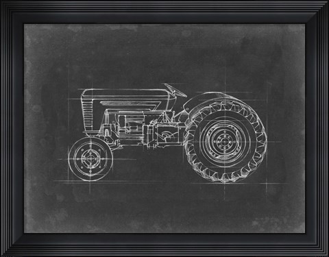 Framed Tractor Blueprint I Print