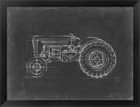 Framed Tractor Blueprint I Print