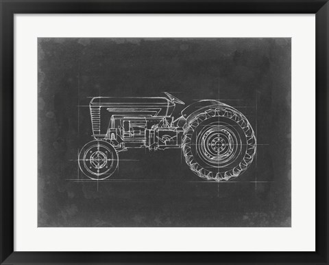 Framed Tractor Blueprint I Print