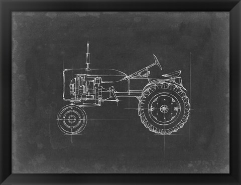 Framed Tractor Blueprint III Print