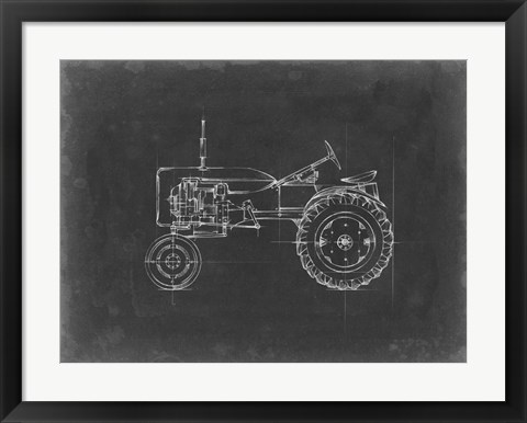 Framed Tractor Blueprint III Print