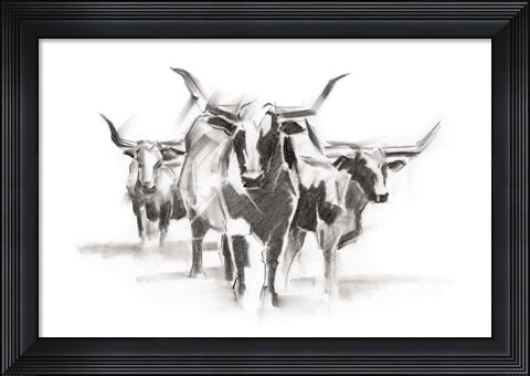 Framed Contemporary Cattle I Print