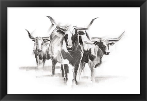 Framed Contemporary Cattle I Print