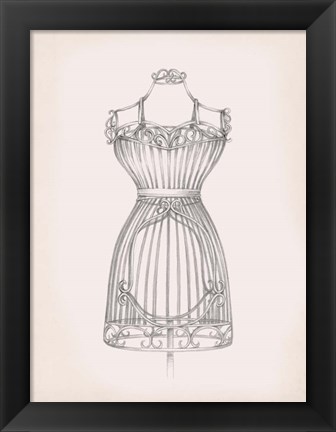 Framed Antique Dress Form II Print