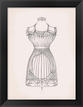 Framed Antique Dress Form II Print