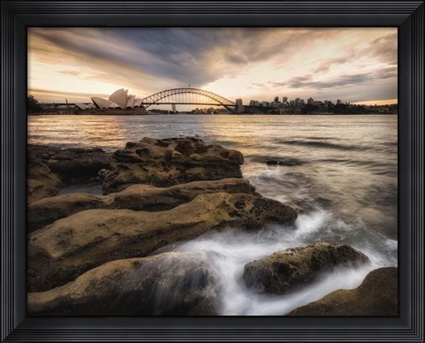 Framed Sydney in Gold and Blue Print