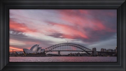 Framed Fire in the Harbor Print
