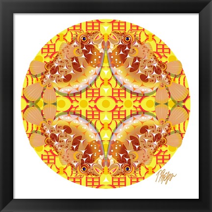 Framed Japanese Pufferfish Mandala Print