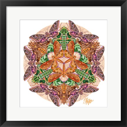Framed Metatron Circle Sphinx Moth Mandala Print