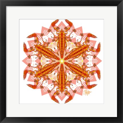 Framed Navajo Red Scorpion Mandala Print