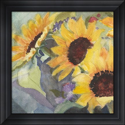 Framed Sunflowers in Watercolor I Print