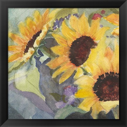 Framed Sunflowers in Watercolor I Print