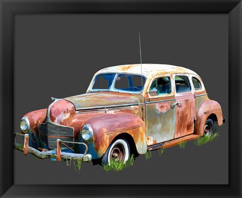 Framed Rusty Car II Print