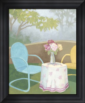 Framed Garden Conversation I Print