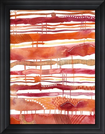 Framed Tangerine Stripes I Print
