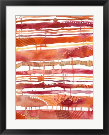 Framed Tangerine Stripes I Print