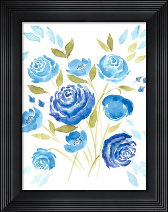 Framed Cerulean Blooms I Print