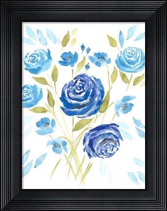 Framed Cerulean Blooms II Print