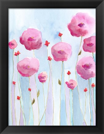 Framed Pink Florets I Print