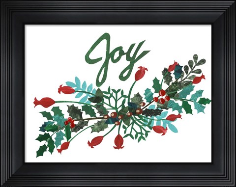 Framed Cut Wreath Christmas I Print