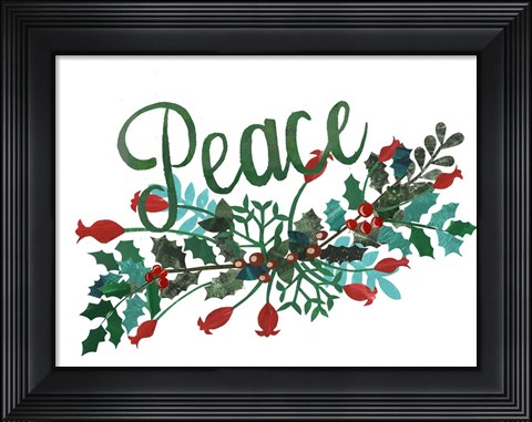 Framed Cut Wreath Christmas II Print