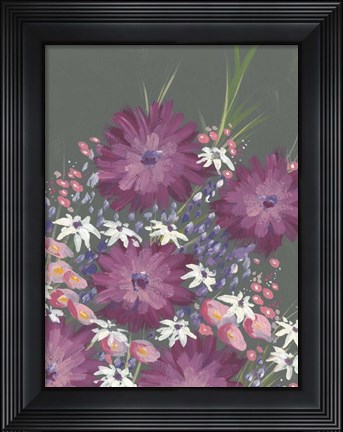 Framed Mauve Wildflower Garden I Print