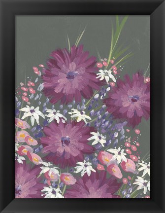 Framed Mauve Wildflower Garden I Print