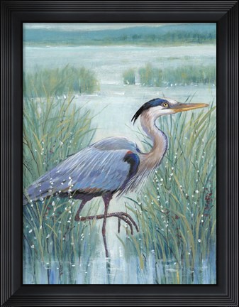 Framed Wetland Heron I Print