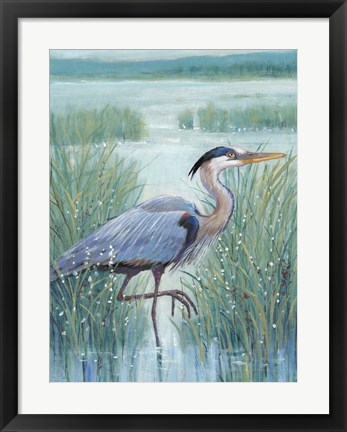 Framed Wetland Heron I Print