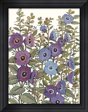 Framed Hollyhocks in Bloom I Print