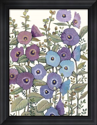 Framed Hollyhocks in Bloom II Print