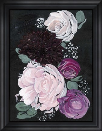 Framed Dark &amp; Dreamy Floral I Print