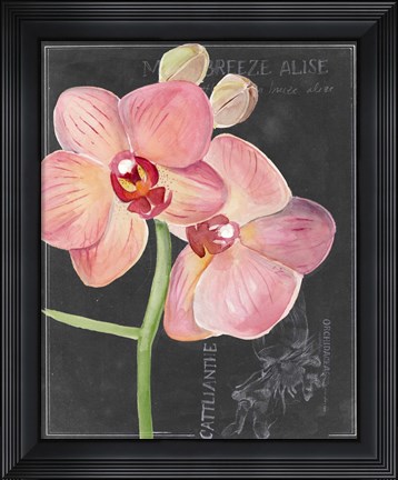 Framed Chalkboard Flower I Print