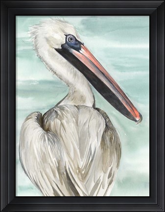 Framed Turquoise Pelican I Print